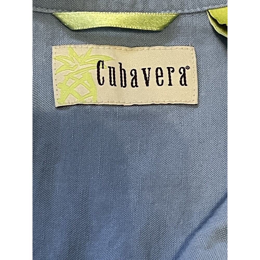 Cubavera Men's Large Blue Embroidered Short Sleeve Button Down. - Picture 6 of 10